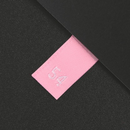 Textile strip "54", 4.6 x 1.1 cm, pink color