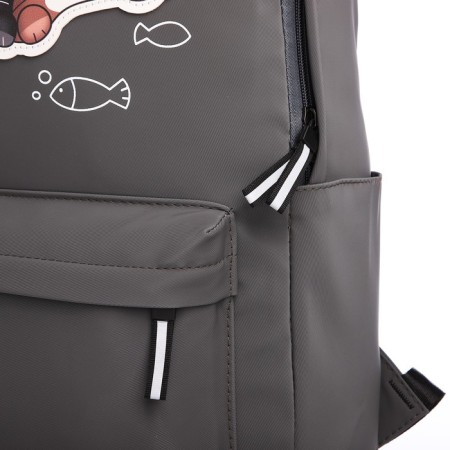 Young backpack from textiles on lightning, waterproof, 4 pockets, color gray color-5