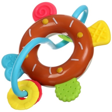 The rattle "Sweets: Donut", with elastic elements, color mix, crush me-15