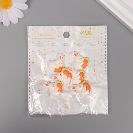 Decor for creativity plastic "Rabbit with carrots" set of 6 pcs 2x2.3x0.8 cm-3