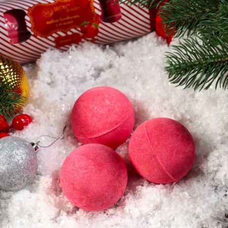 New Year's set of bathtub bombs "Red candy", red, 3 pcs of 100 g.-1