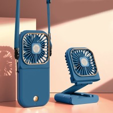 Portable F30 fan, Power Bank 3000 mAh, 3 modes, USB, folding, blue