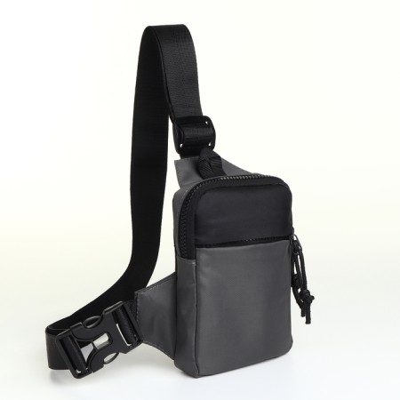 Textile sling bag, gray color