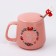 New Year. Ceramic mug with a spoon "Cozy and heat in the new year", 350 ml