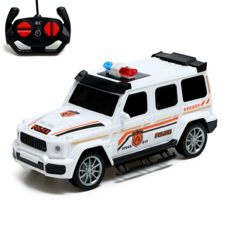 Radio -controlled jeep "Police", works on batteries, white color