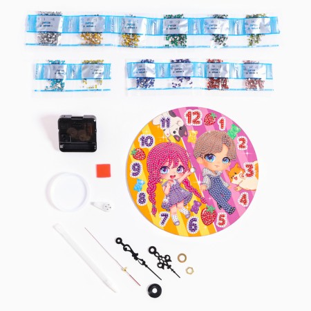 Diamond mosaic for children with partial filling on the watch "Kids", 20 x 20 cm-2