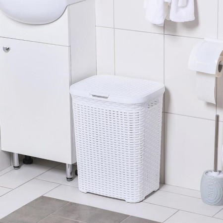 Besnaya basket with a rattan lid, 40 l, 37 × 29 × 48 cm, white color-4
