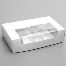 Monoblock under 5 eclairs of cellulose with a window, 25.2 x 15 x 7 cm