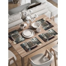 A set of napkins for setting the Magic Shar, rectangular, rounded edges, size 30x46 cm, 4 pcs