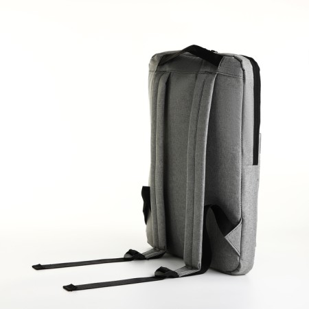 A backpack for a laptop made of textiles on a zipper, an outer pocket, color gray-3