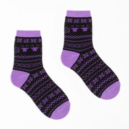 Terry socks, black/lilac color, size 23-25-1