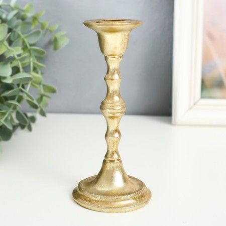 Polystone candlestick for 1 candle "Callisto" gold 15.5x7x7 cm-1