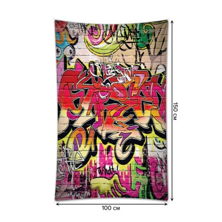 Decorative panel with photo printing "abundance of graffiti", vertical, size 100x150 cm-1