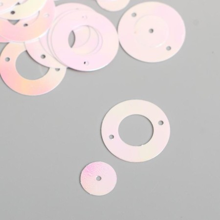 Sequins "circle in the ring" white-pink set 30 g d = 2 cm-1