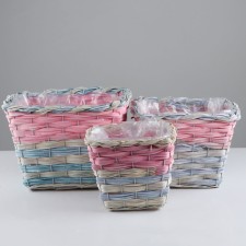 A set of baskets of 3 pcs, 28x28xh19 cm, 23x23xh17 cm, 18x18xh15 cm, poplar