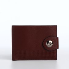 Male purse for magnet, department for cards, coins, brown color