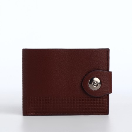 Male purse for magnet, department for cards, coins, brown color