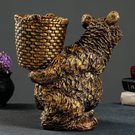 Star for umbrellas "Bear with a basket" 30x23x30cm, bronze-2