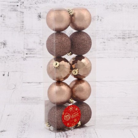Set of balls plastic D-5 cm, 10 pcs "Disco Mix" brown-1