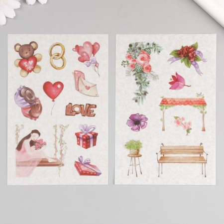 Stick Paper "Romance for two" set 6 sheets 18.6x10 cm-3