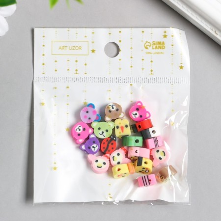 Beads for PVC Creativity "Muzzle Beasts" mix set 20 pcs 1x1x1 cm-3
