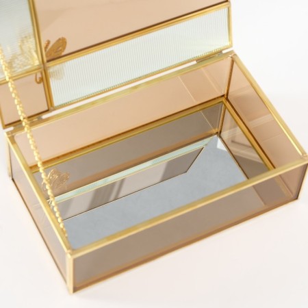 Casket Glass with a metal frame "Butterfly" rectangle caramel 12.3x20x8.3 cm-2