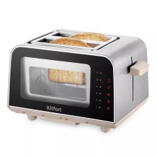 Toster KitFort KT-6060, 1100 W, 6 frying modes, 2 toasts, silver-beige