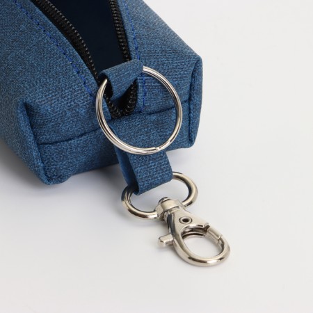 Key of zipper, length 16 cm, ring, carbine, blue color-1