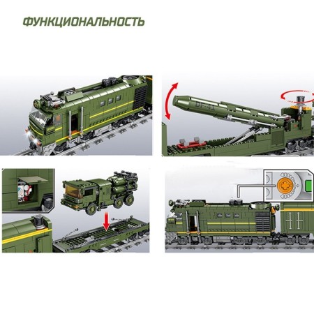 Designer of the railway "Military train", works from batteries, 1174 details-2