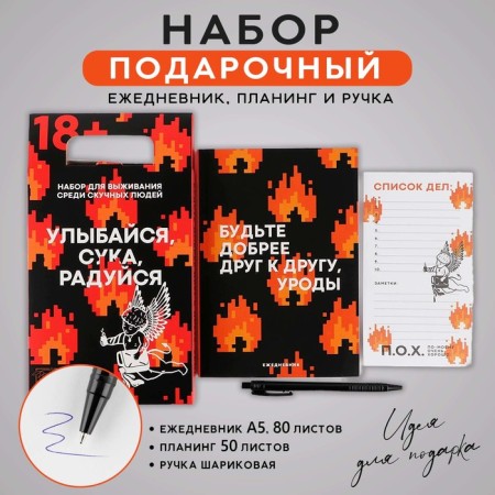 Gift set: Diary, Planing and Pen "Smile"