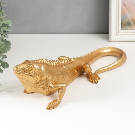 Souvenir Polystone "Golden Iguan" 11x11.5x36 cm-3