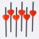 Pipe tubes "Hearts", set of 6 pcs.
