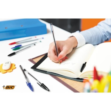 Set of ballpoint pens, 4 pieces, BIC "Cristal Original" Knot 1.0 mm, average letter, blue ink, transparent case-4