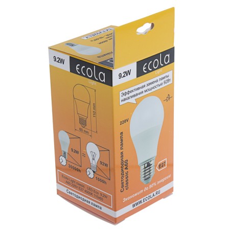 LED LED ECOLA LIGHT CLASSIC, E27, A60, 9.2 W, 4000 K, 110x60 mm, matte-1