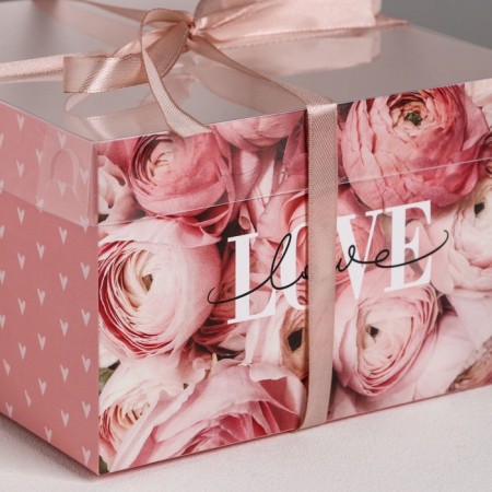 Capcake box, confectionery packaging, 4 cells "Love", 16 x 16 x 10 cm-2