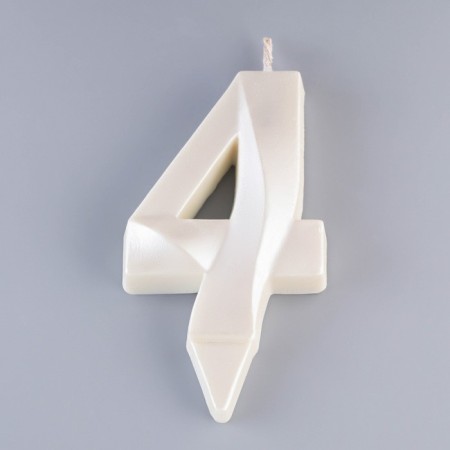 Candle in the Cake "Fine", number "4", pearl, 6.5 cm-2