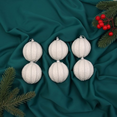 Set of balls plastic D-6 cm, 6 pcs "Bram" White