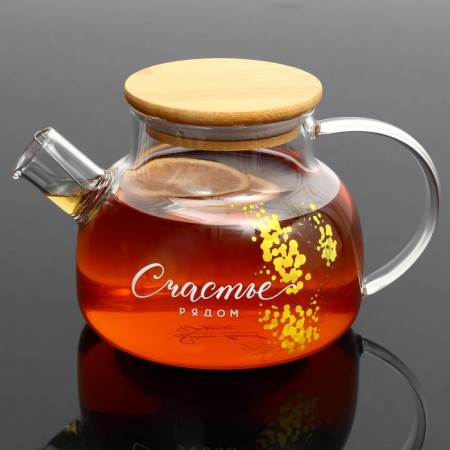 The kettle "Happiness is near. Tender mimosa ", 800 ml-3