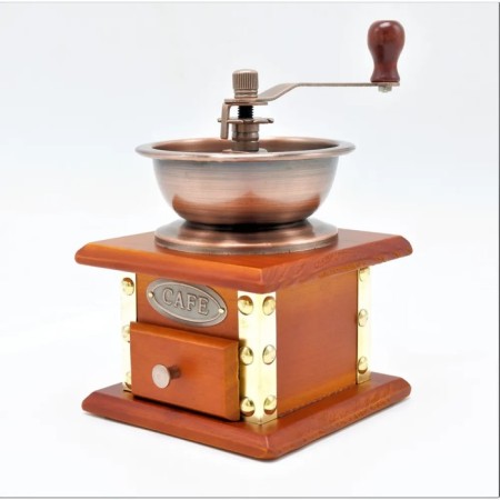 Manual coffee grinder, size 12.5x12.5x18.5 cm, brown color