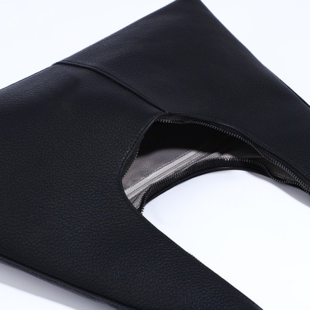 Soper bag with zipper, black color-4