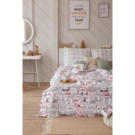 New Year. Bed linen Ethel 2 joint venture XMAS CAT 175*215 cm, 200*220 cm, 70*70 cm - 2 pcs-10