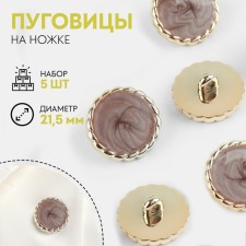 A set of buttons on the leg, d = 21.5 mm, 5 pcs, brown/gold color