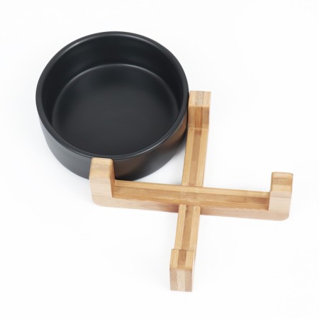 Ceramic bowl on a stand 450 ml 13 x 5 cm, black-4