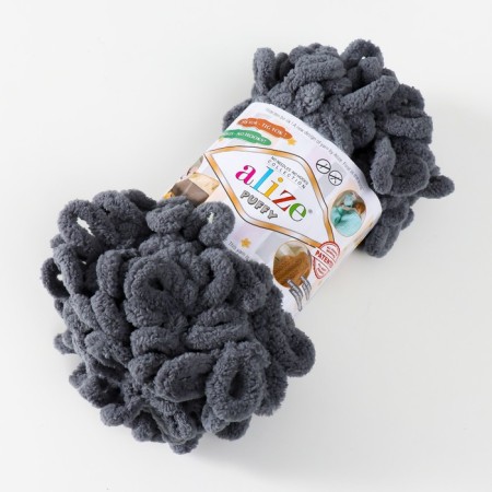 Yarn "Puffy" 100 % microopoliester 9m/100g (87 Holy Coal)-1