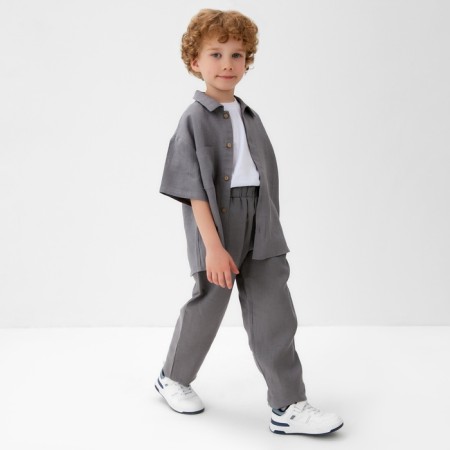 Pants for the boy KAFTAN LINEN, p. 36 (134-140), gray-4