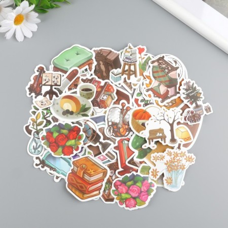 Stickers plastic "Bouquets" set 60 pcs 10x12 cm