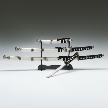 Suv. Product Katana 3V1 on a stand, scabbard wood, white smoke gloss 51/77/104cm-2