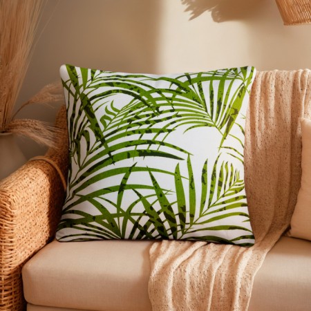 Decorative pillowcase 40x40 cm, tropics, green color, 100% cotton