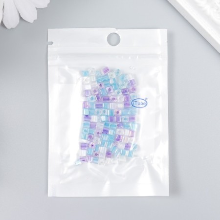 Glass beads 6/0 "Cube. Translucent. Lilac-blue" 10 g-2