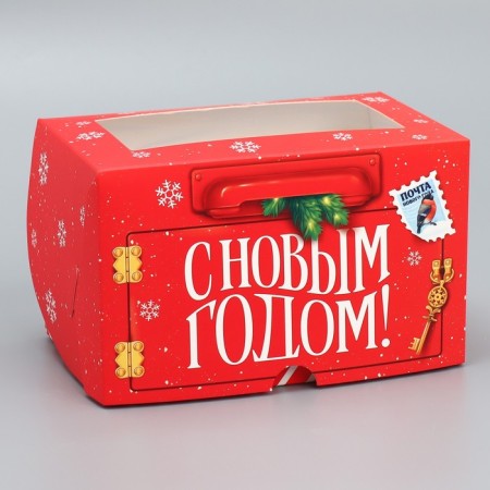 The folding box is 2 cupcake with the window “Happy New Year!”, Mail. 10 x 16 x 10 cm, New Year-1